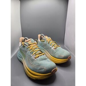 Hoka Clifton 10 Women's Running Shoes Size 9.5B Blue Yellow Athletic Sneakers...